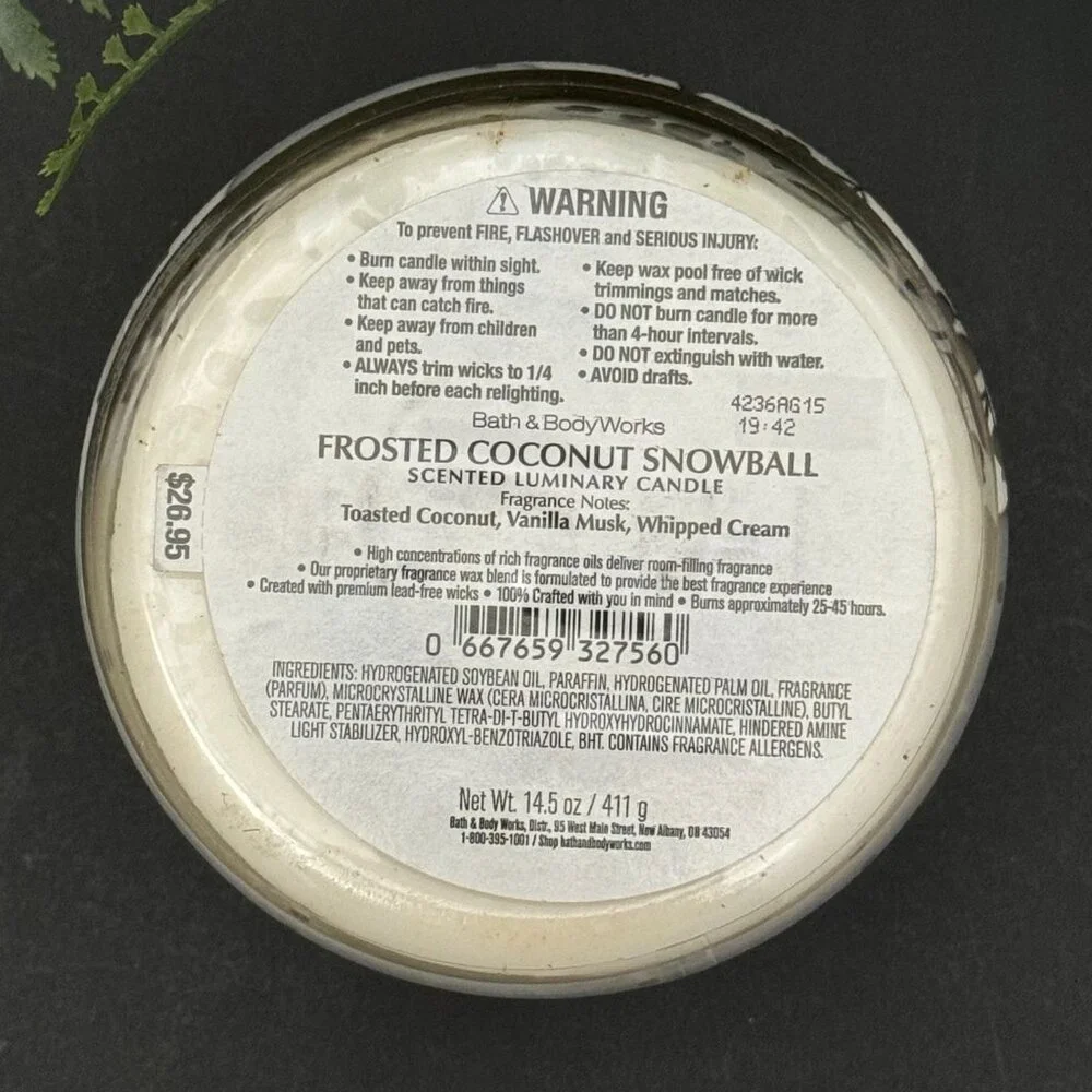 BBW Frosted Coconut Snowball Bath & Body Works 3 Wick Candle - Picture 10 of 10